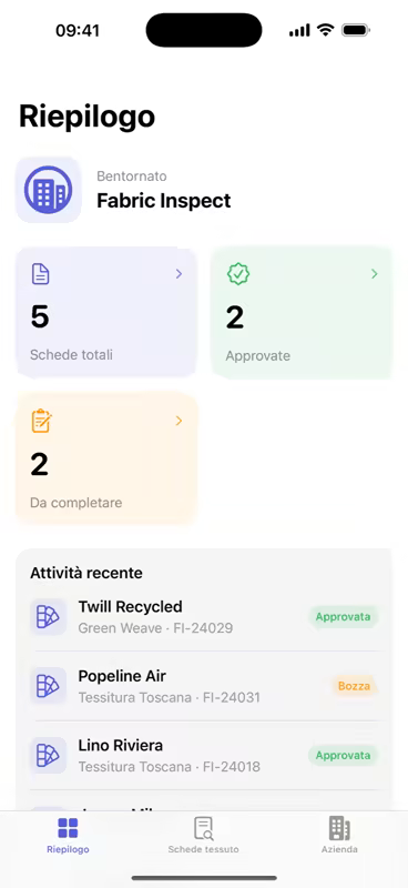 Riepilogo FabricDataSheet su iPhone